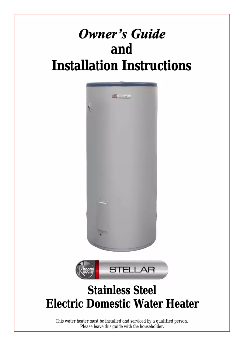 Página 1 del manual Manual de usuario Rheem 4A1315