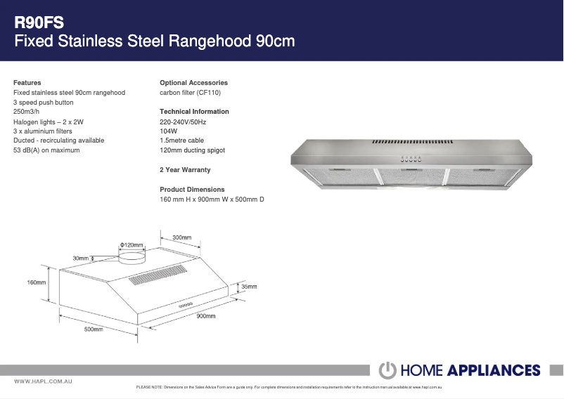 Imagen de la primera página del manual del dispositivo R90FS