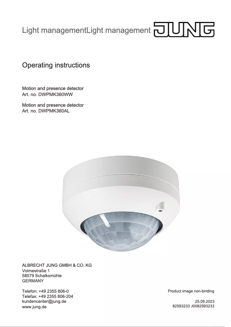 Página 1 del manual Manual de usuario JUNG DWPMK360