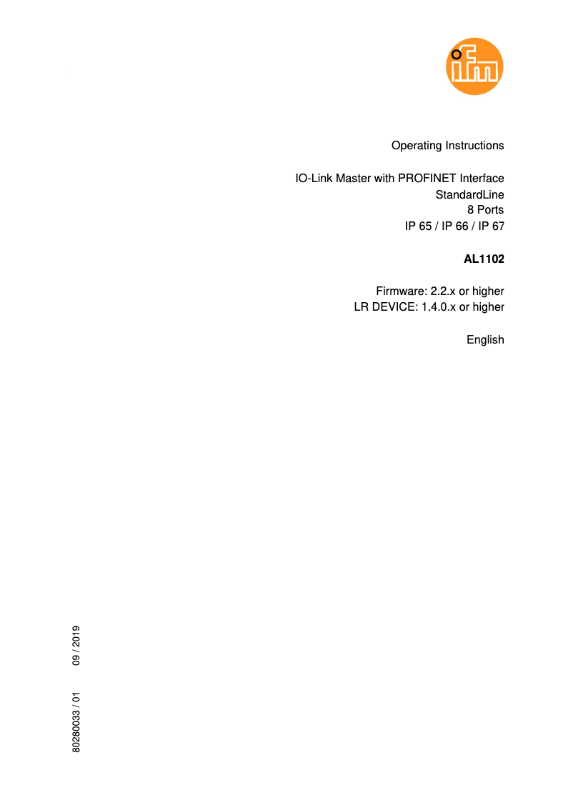 Imagen de la primera página del manual del dispositivo AL1102