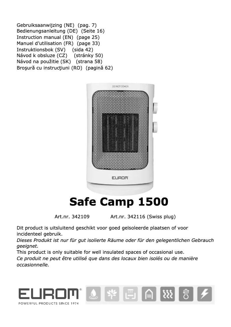 Página nº 1 - Manual de usuario Eurom Safe Camp 1500