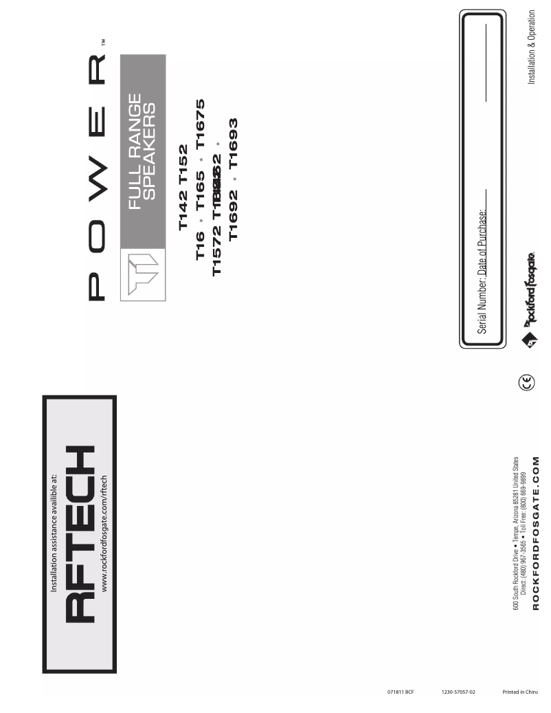 Página nº 1 - Manual de usuario Rockford Fosgate T1693