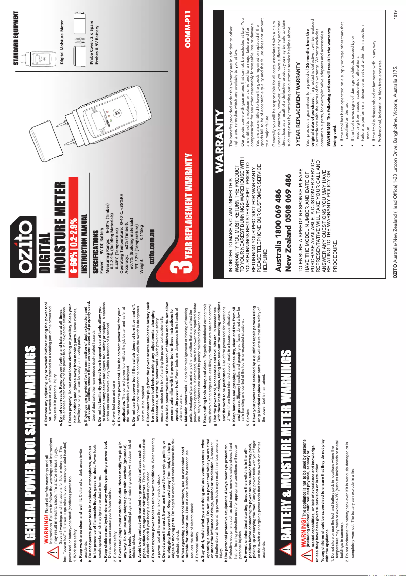 Imagen de la primera página del manual del dispositivo ODMM-P11