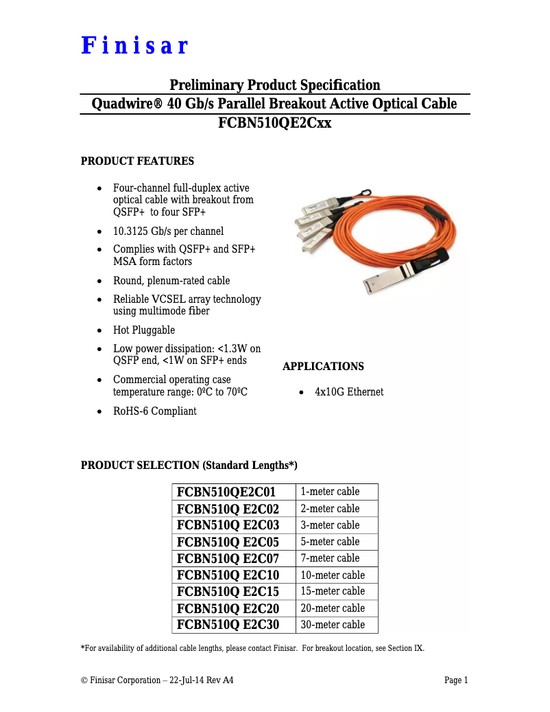 Página 1 del manual Manual de usuario Finisar FCBN510QE2C05