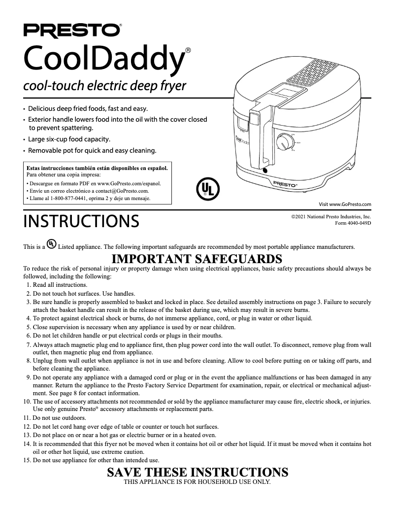 Imagen de la primera página del manual del dispositivo CoolDaddy 05443