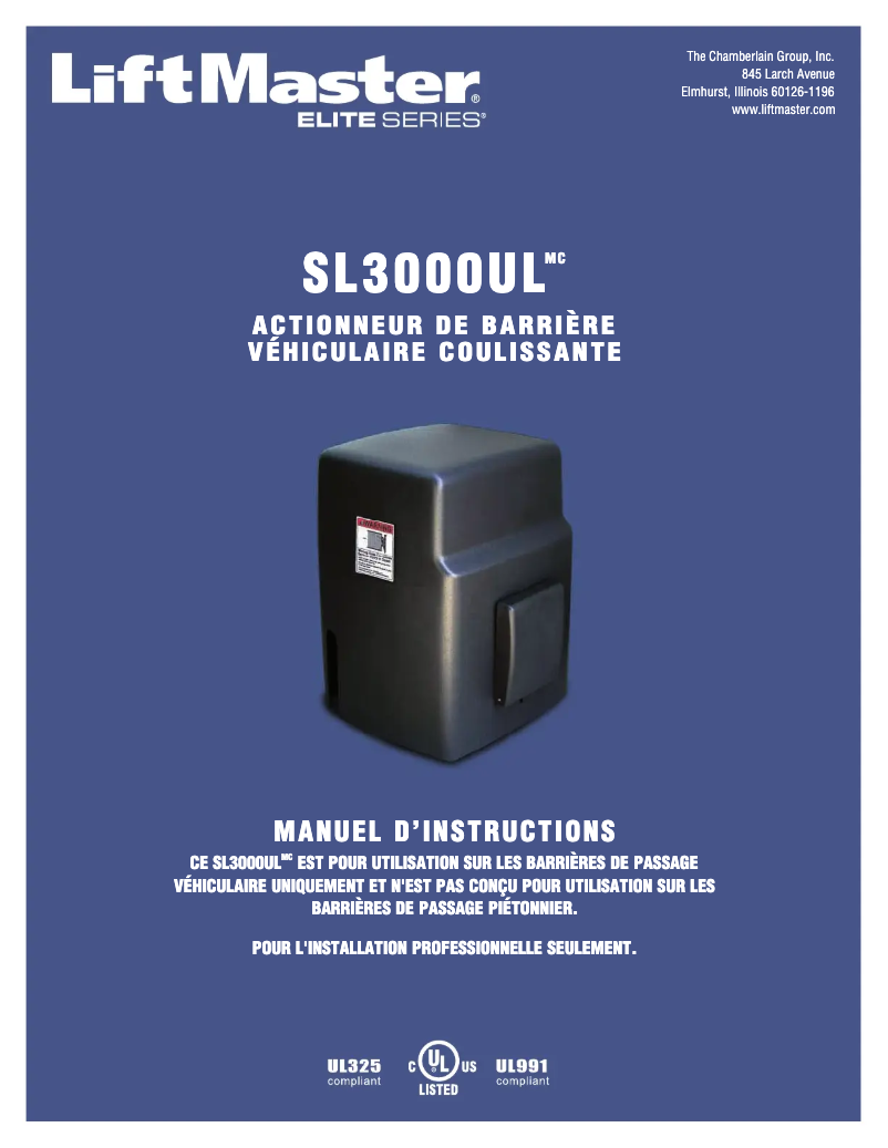 Imagen de la primera página del manual del dispositivo SL3000UL