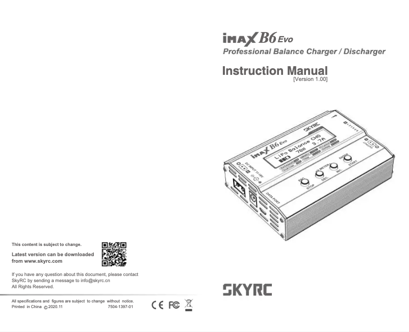 Imagen de la primera página del manual del dispositivo iMax B6 EVO