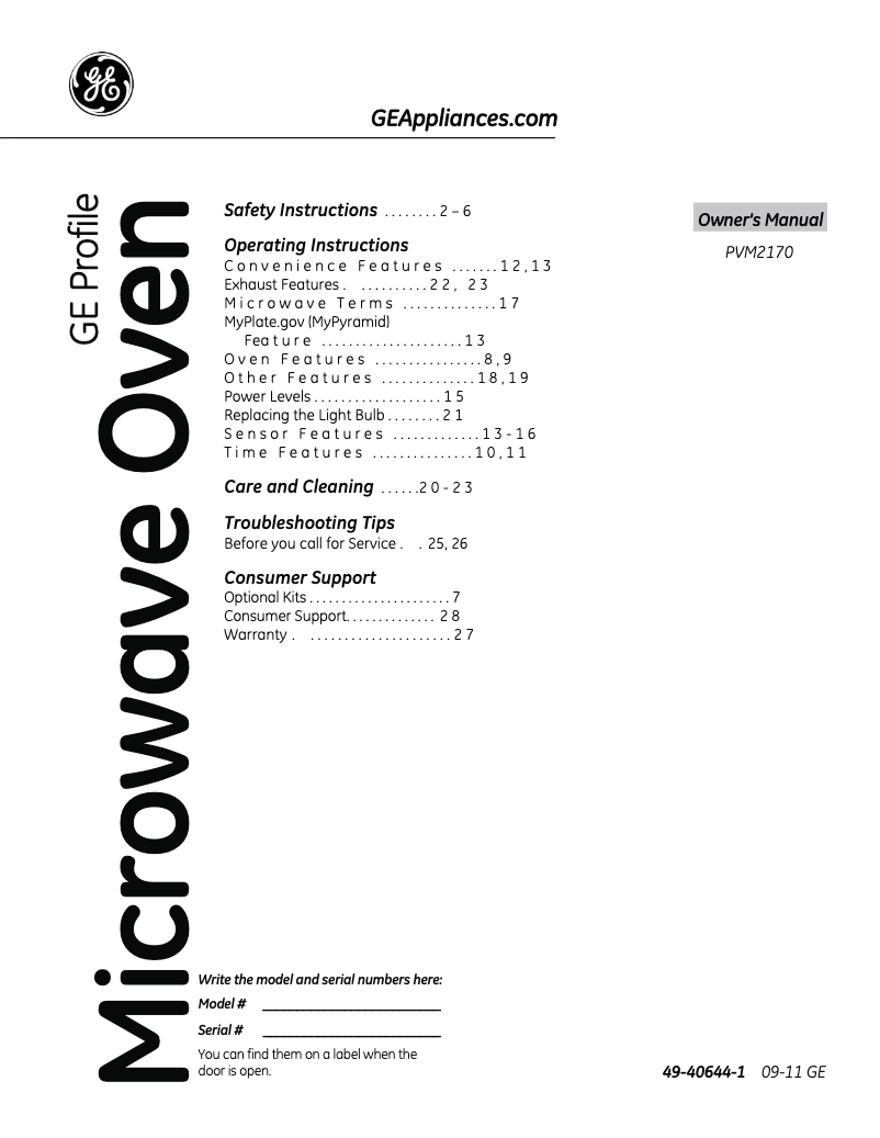 Imagen de la primera página del manual del dispositivo PVM2170DRWW