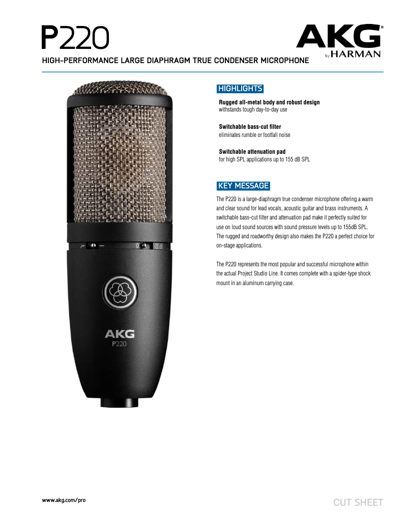 Página 1 del manual Ficha técnica AKG P220