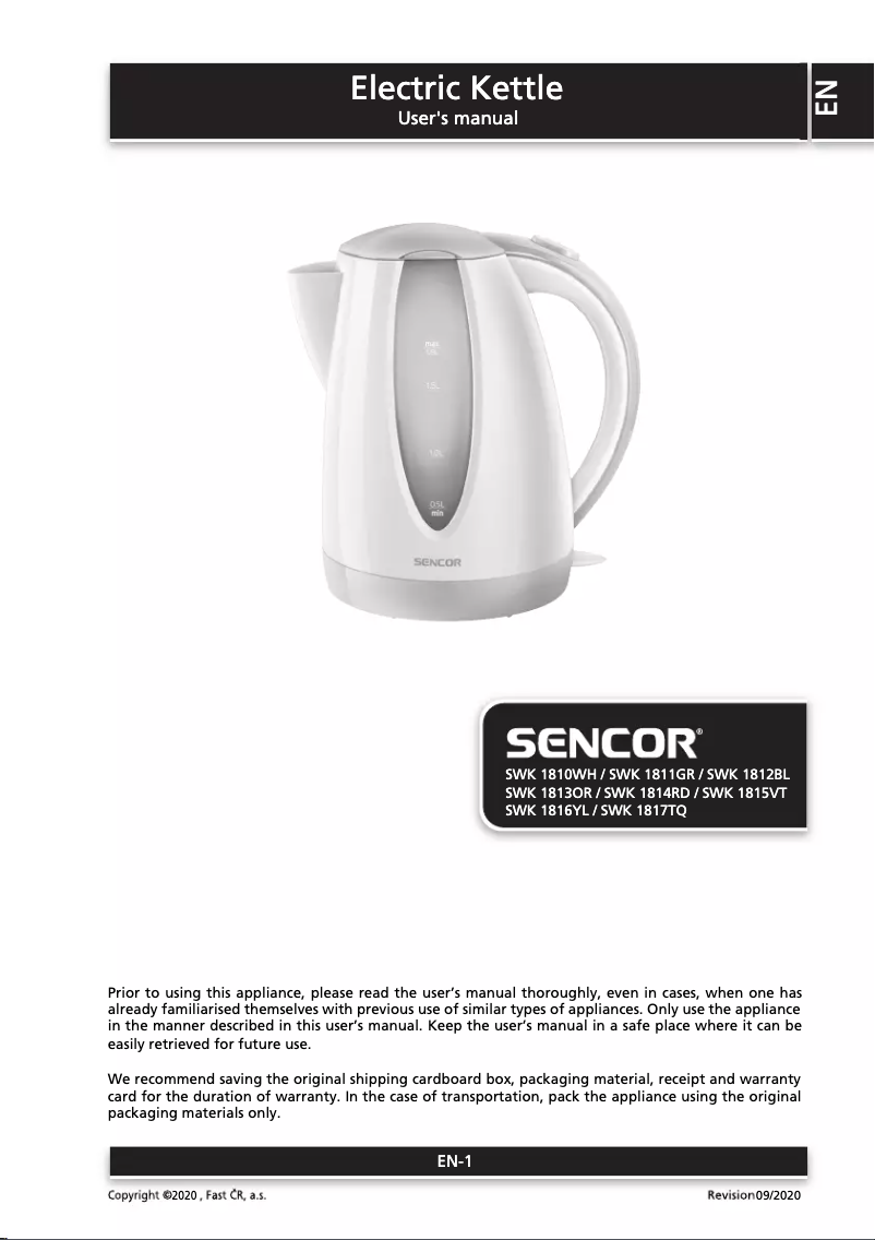 Página 1 del manual Manual de usuario Sencor SWK 1811GR