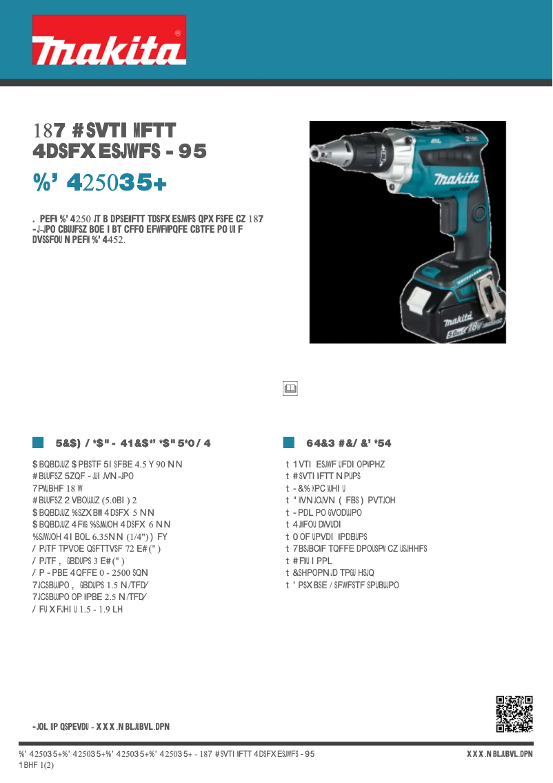Página 1 del manual Ficha técnica Makita DFS250