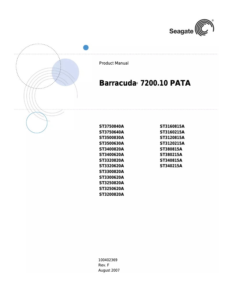 Imagen de la primera página del manual del dispositivo Barracuda ST3500830A
