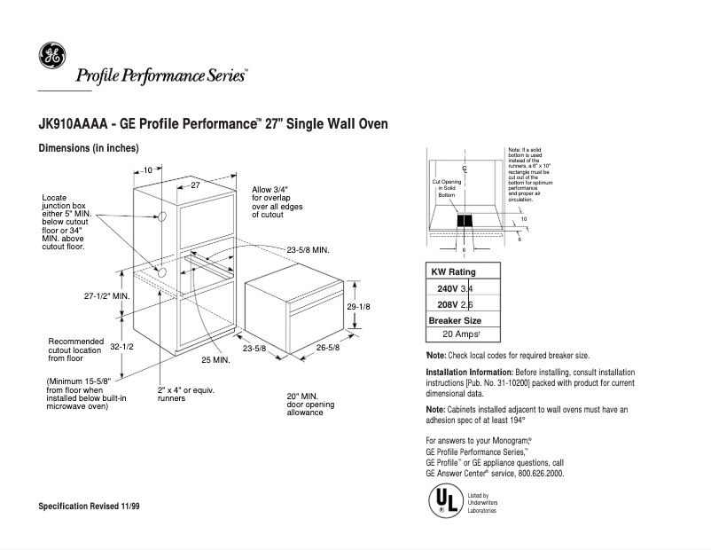 Imagen de la primera página del manual del dispositivo Profile Performance JK910AAAA