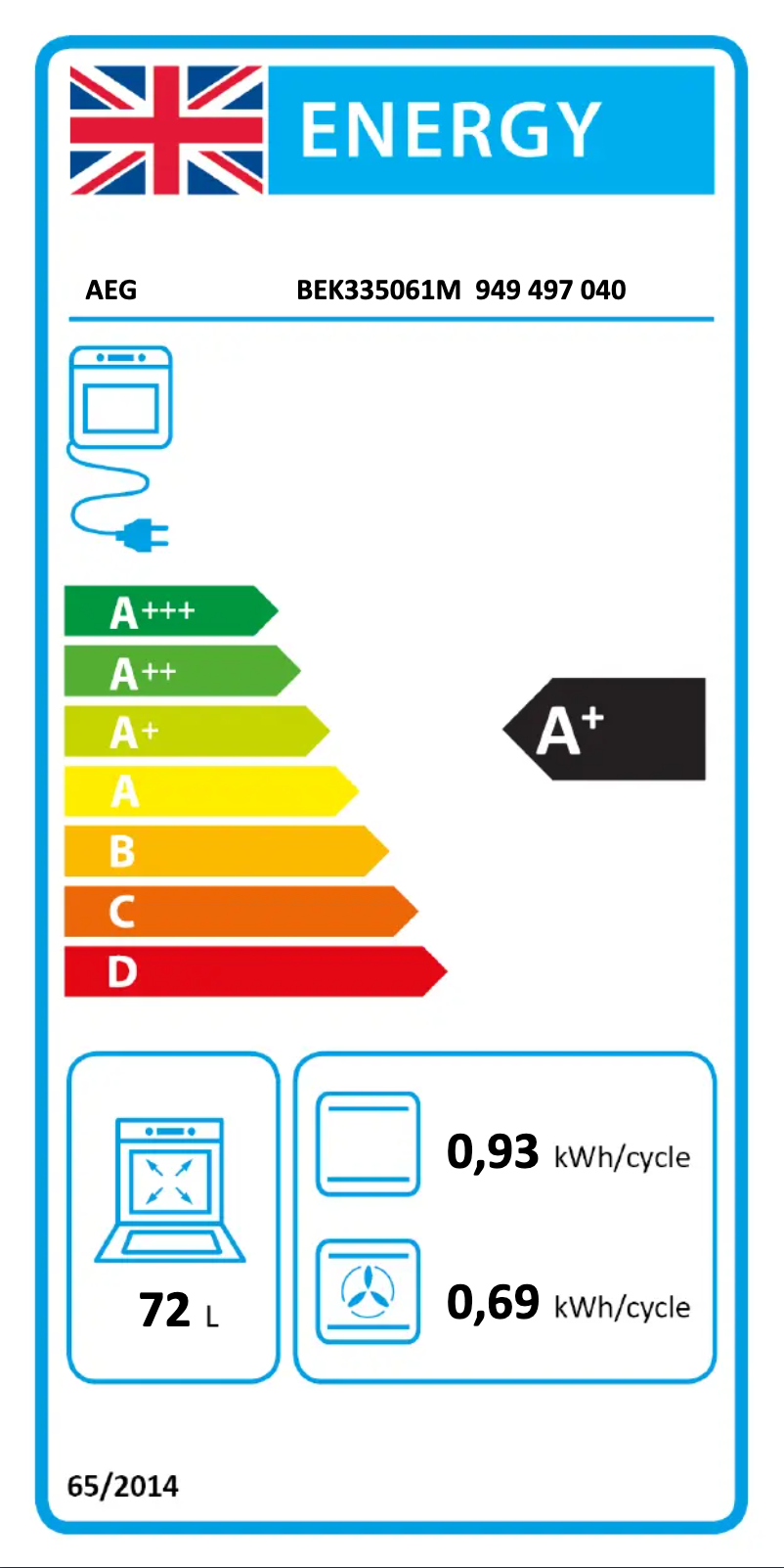 Página nº 1 - Etiqueta energética AEG BEK335061M