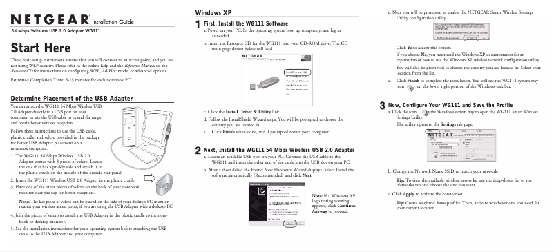 Imagen de la primera página del manual del dispositivo WG111v2