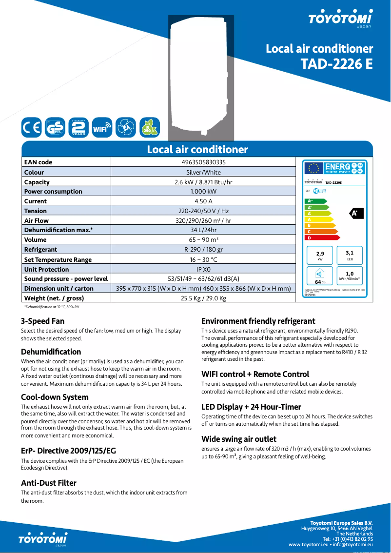 Imagen de la primera página del manual del dispositivo TAD-2226E