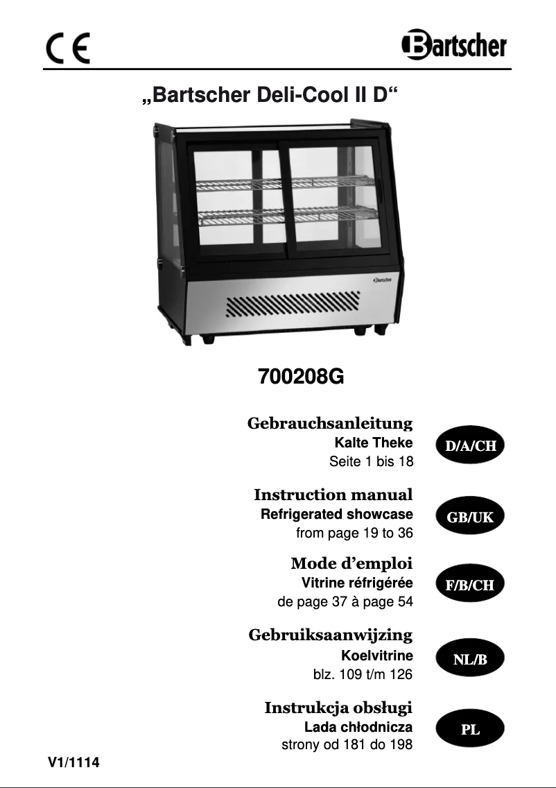 Página 1 del manual Manual de usuario Bartscher DeliCool II-D 700208G