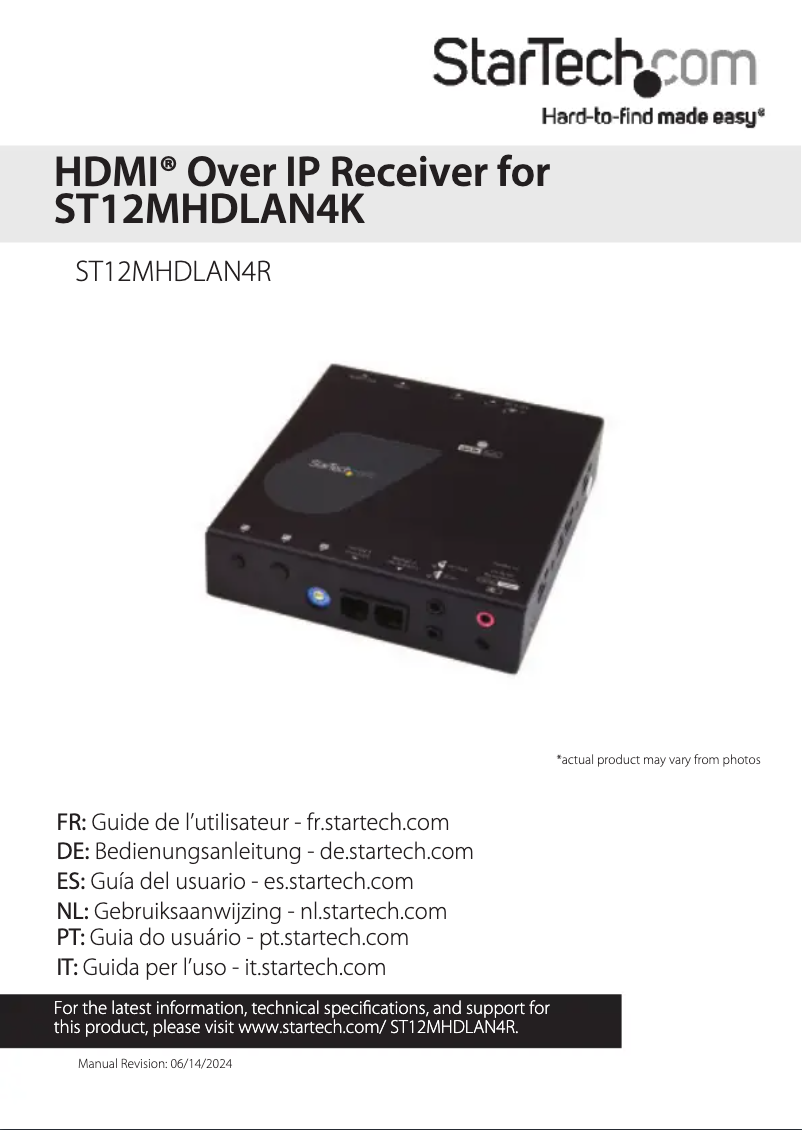 Página nº 1 - Manual de usuario StarTech.com ST12MHDLAN4R