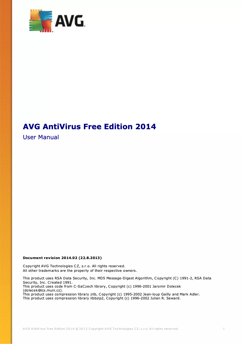 Página 1 del manual Manual de usuario AVG AntiVirus Free Edition 2014