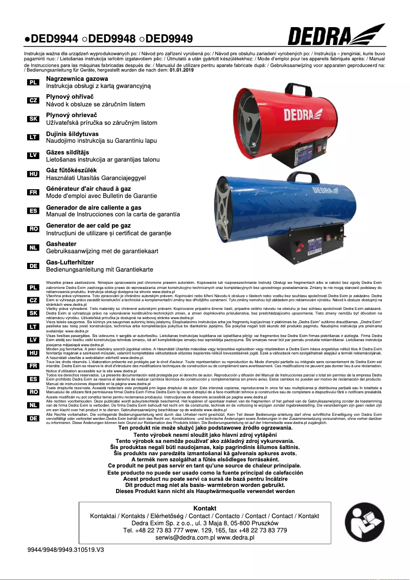 Página 1 del manual Manual de usuario DEDRA DED9944
