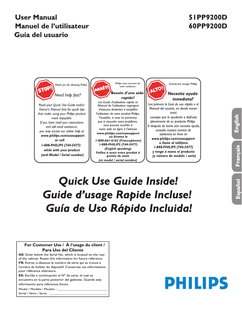 Imagen de la primera página del manual del dispositivo 51PP9200D