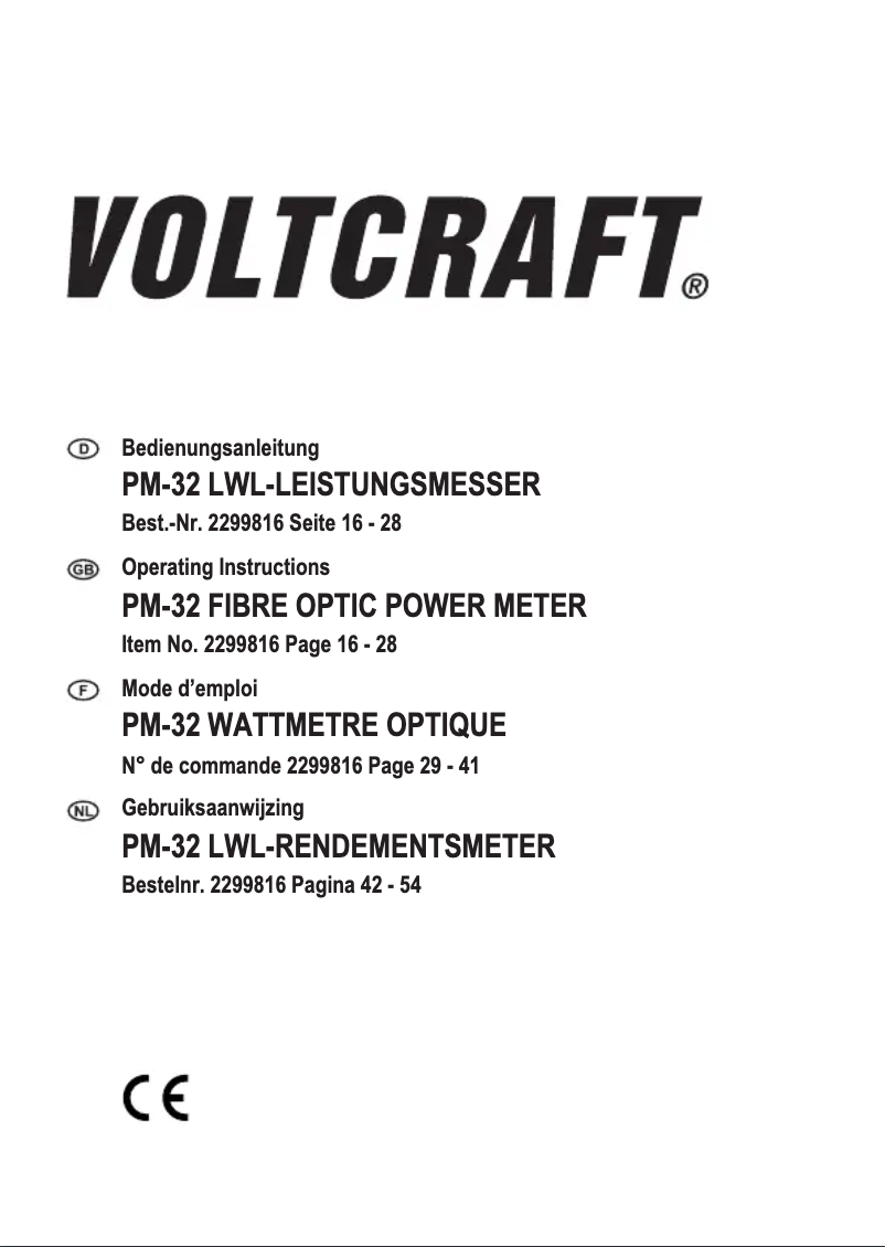 Página 1 del manual Manual de usuario Voltcraft PM-32