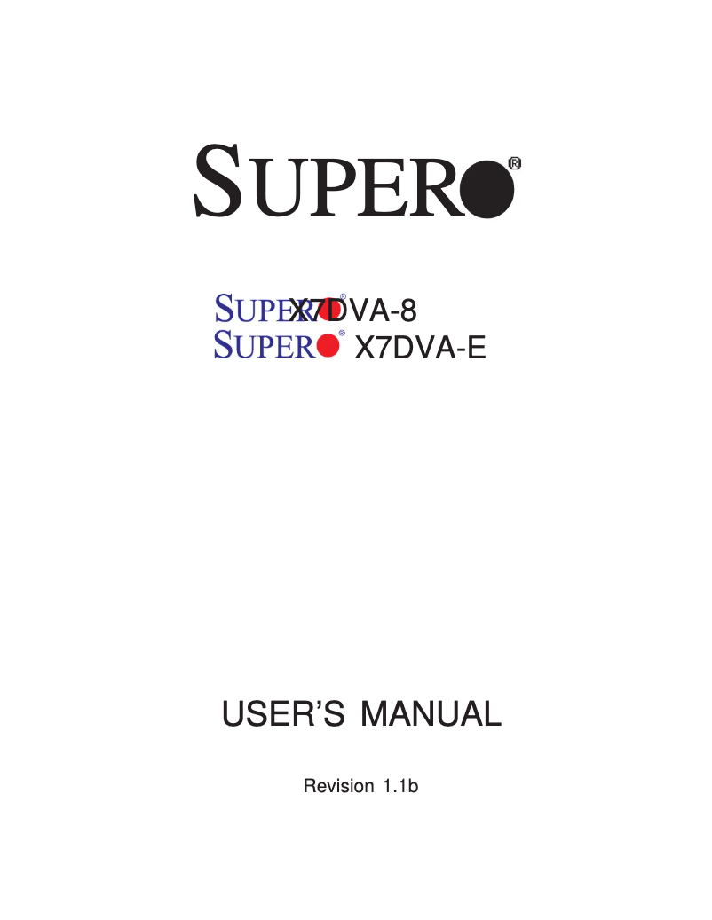 Página 1 del manual Manual de usuario Supermicro X7DVA-E ServerBoard