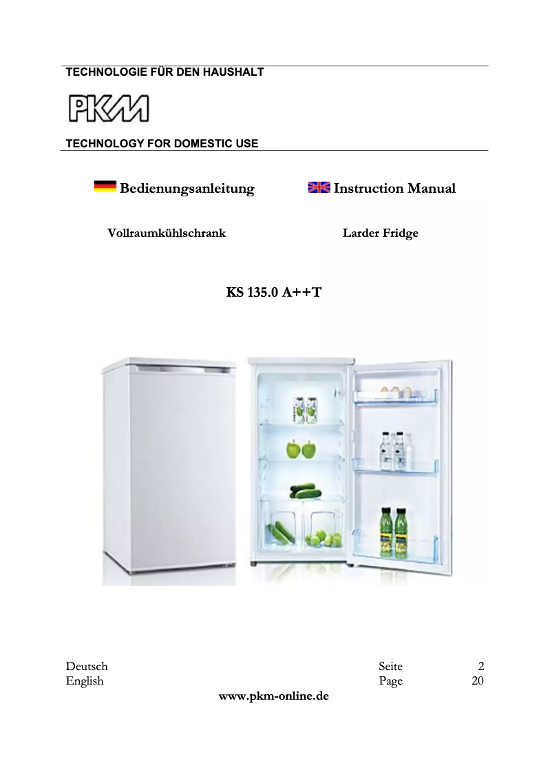 Imagen de la primera página del manual del dispositivo KS 135.0A++T