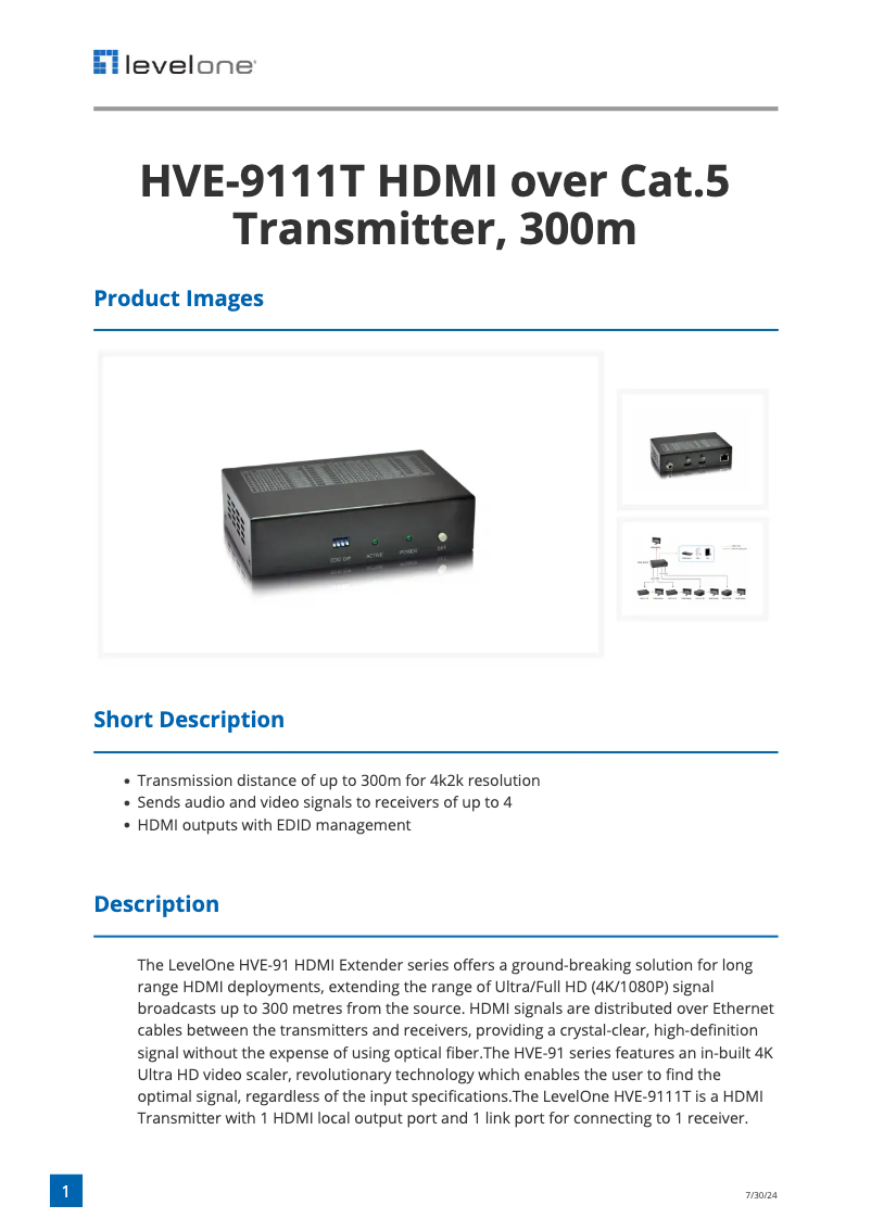 Imagen de la primera página del manual del dispositivo HVE-9111T