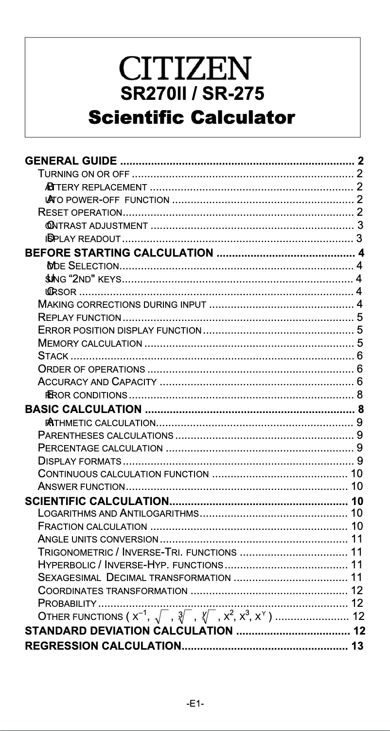 Imagen de la primera página del manual del dispositivo SR-270II