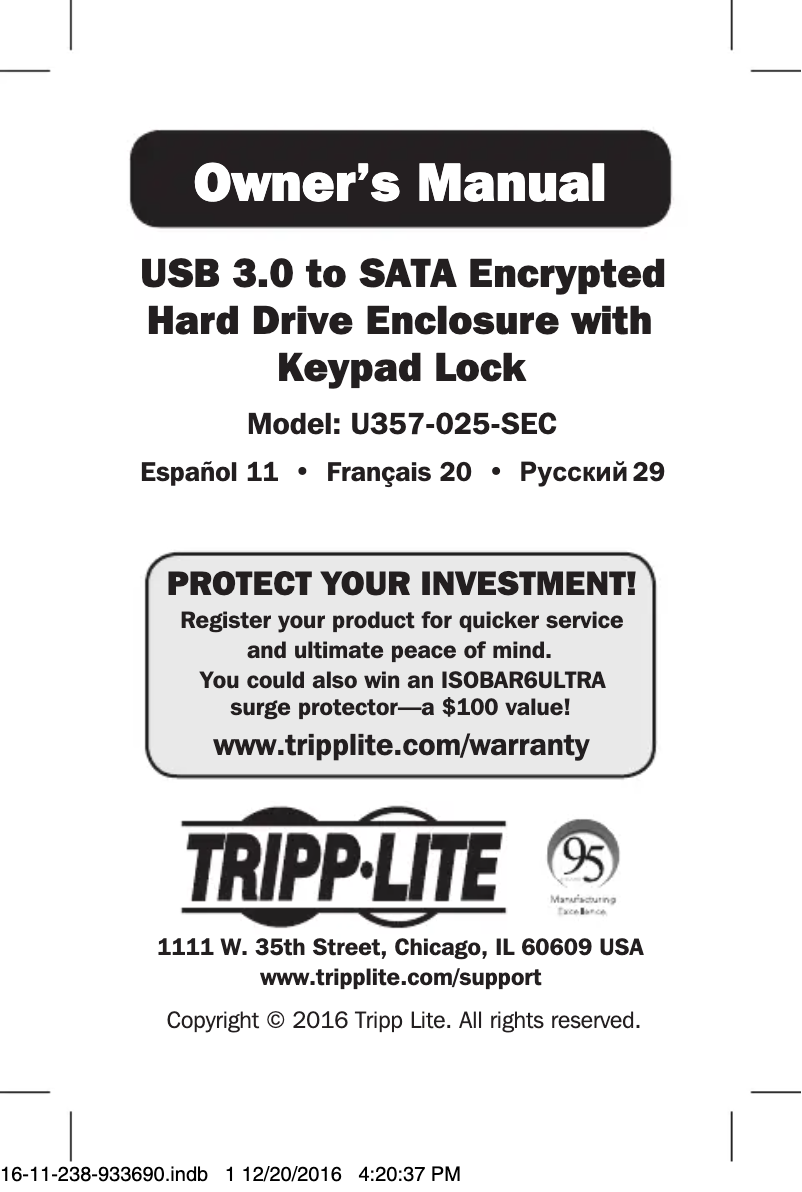 Imagen de la primera página del manual del dispositivo U357-025-SEC