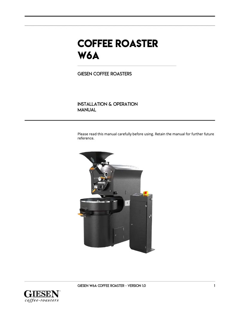 Página 1 del manual Manual de usuario Giesen Coffee Roasters W6A