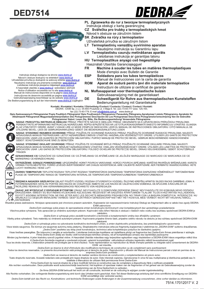 Imagen de la primera página del manual del dispositivo DED7514