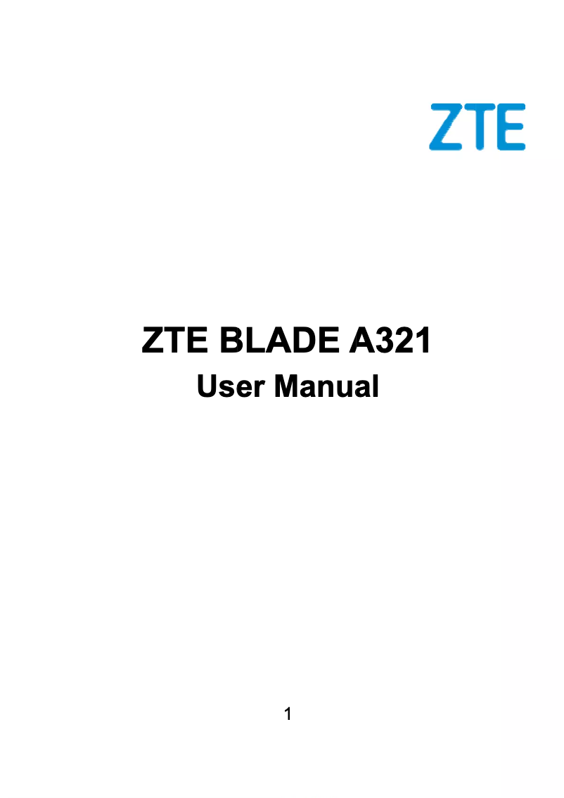 Página 1 del manual Manual de usuario ZTE Blade A321