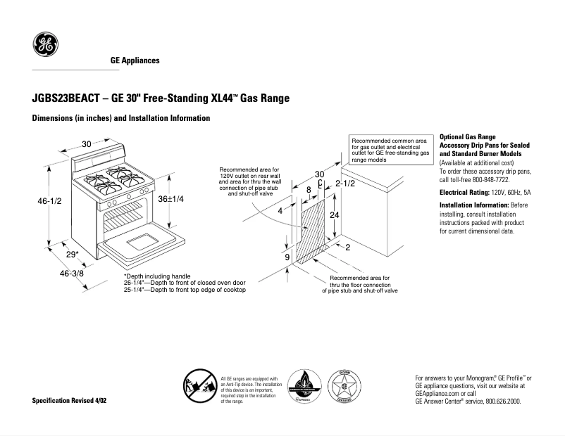 Imagen de la primera página del manual del dispositivo JGBS23BEACT