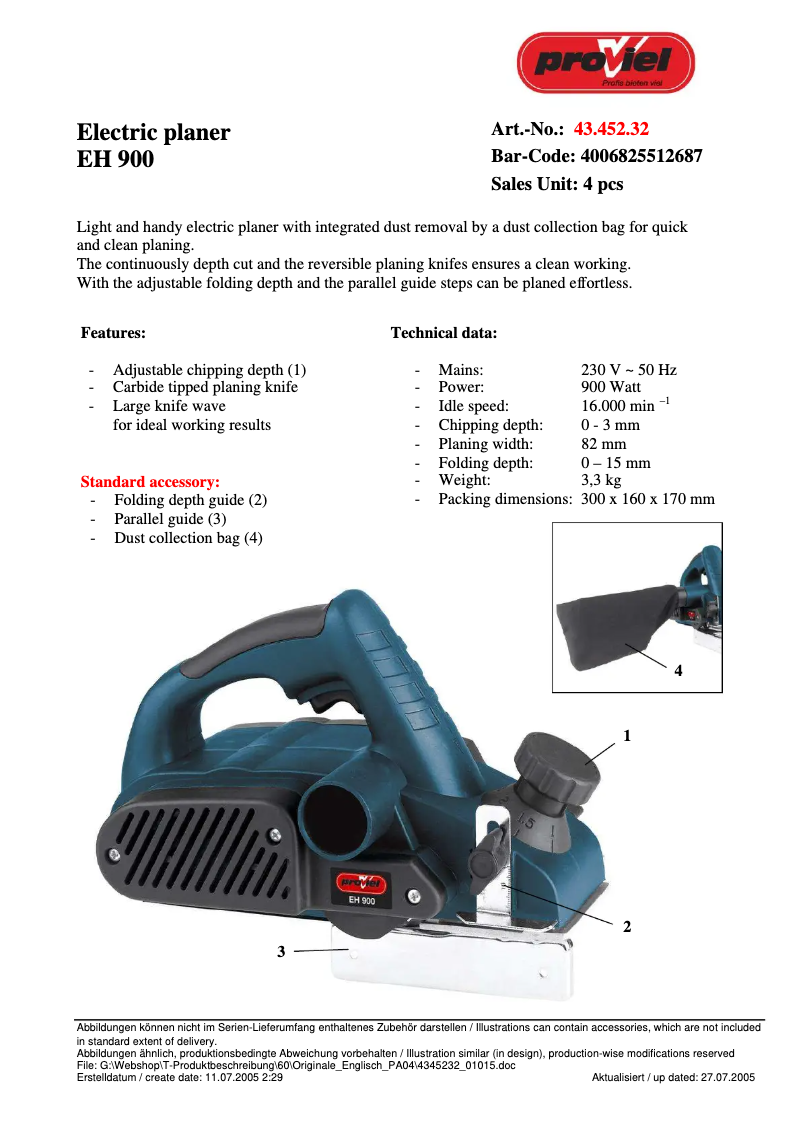 Imagen de la primera página del manual del dispositivo EH 900