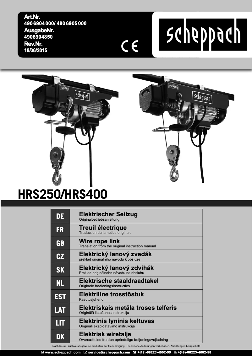 Página 1 del manual Manual de usuario Scheppach HRS400