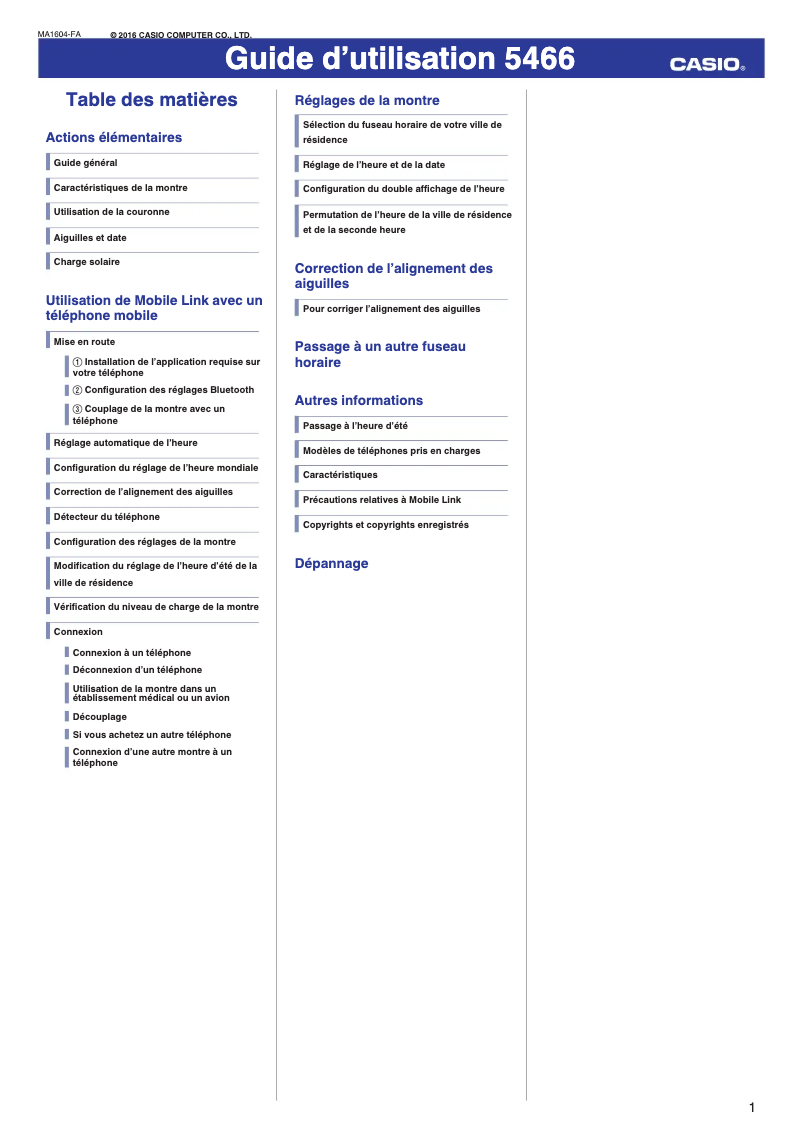 Página nº 1 - Manual de usuario Casio 5466