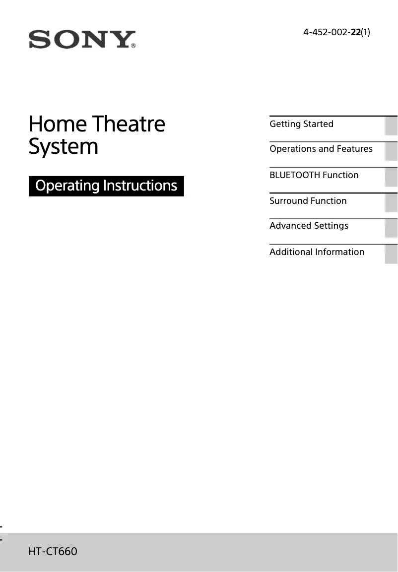 Imagen de la primera página del manual del dispositivo HT-CT660