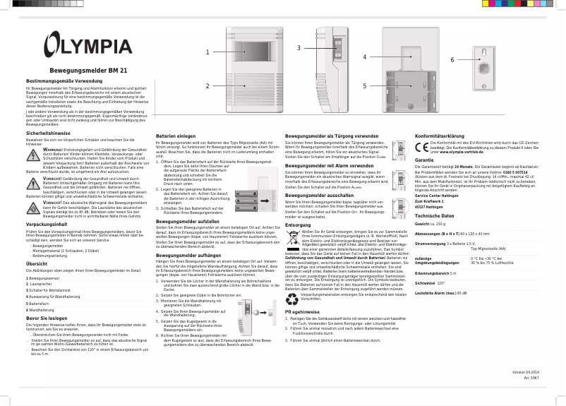 Página 1 del manual Manual de usuario Olympia BM 21