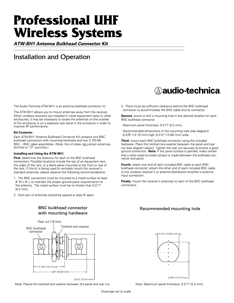 Página 1 del manual Manual de usuario Audio-Technica ATW-BH1