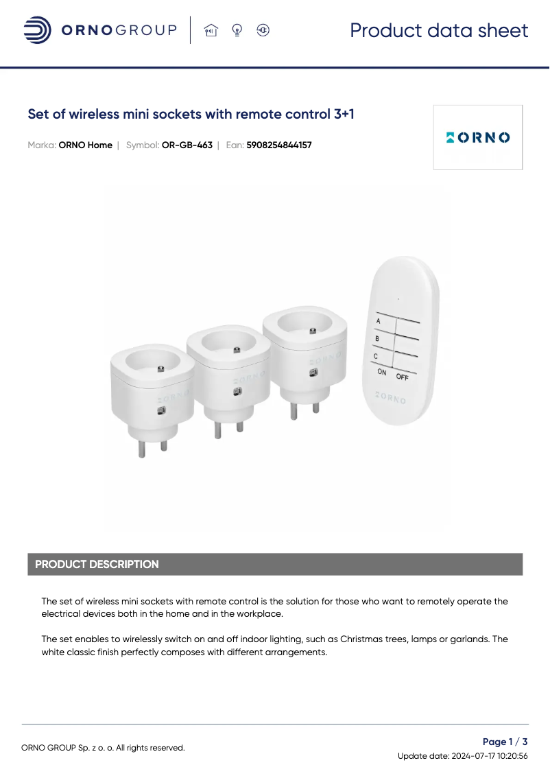 Página nº 1 - Ficha técnica ORNO OR-GB-463
