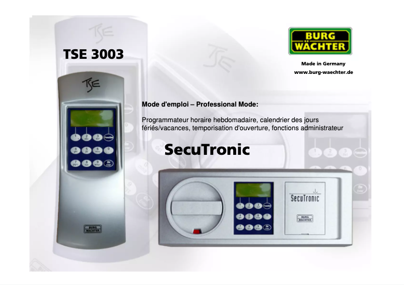 Página nº 1 - Manual de usuario Burg Wächter TSE 3003 Secutronic