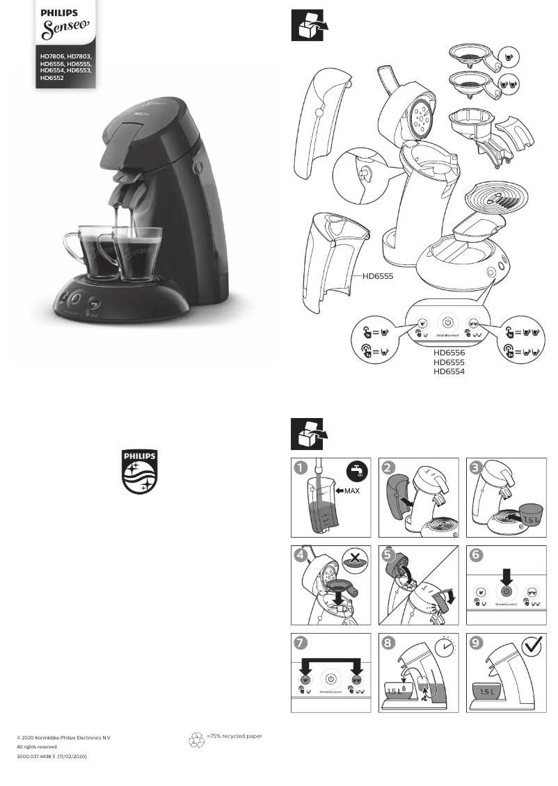 Imagen de la primera página del manual del dispositivo Senseo Original HD7803