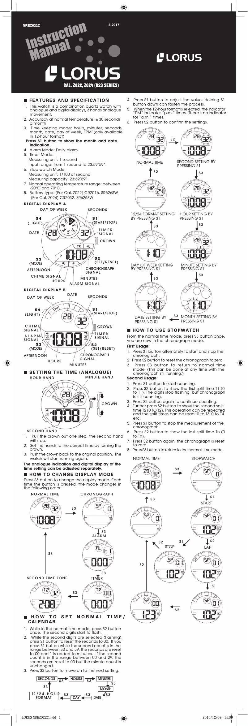 Imagen de la primera página del manual del dispositivo Sports R2335LX9