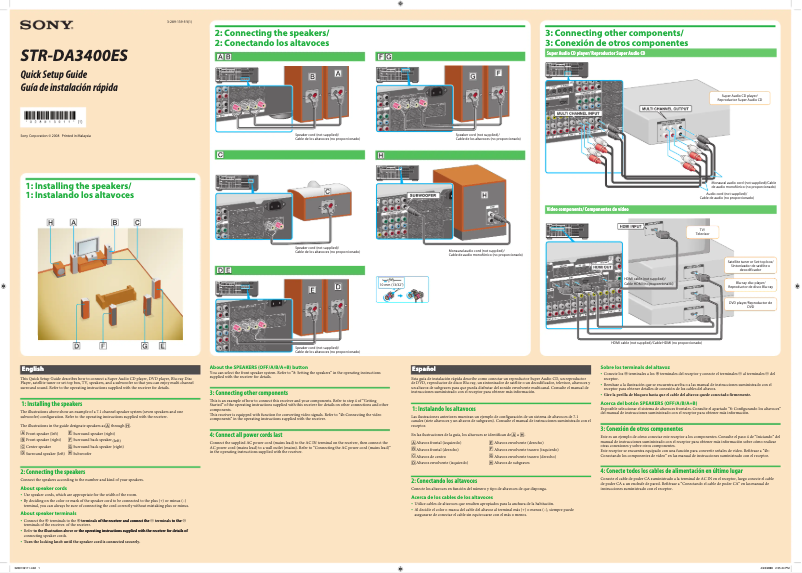 Imagen de la primera página del manual del dispositivo STR-DA3400ES