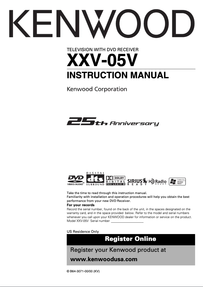 Página 1 del manual Manual de usuario Kenwood XXV-05V
