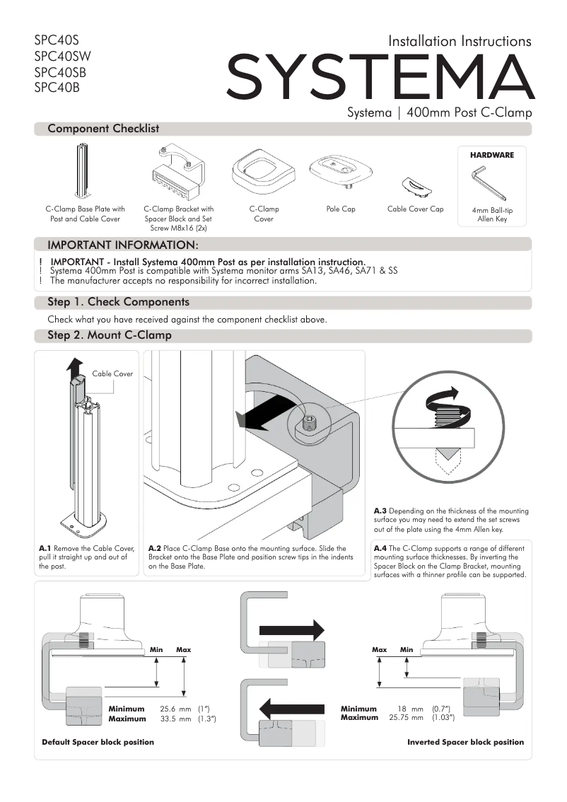 Imagen de la primera página del manual del dispositivo SPC40B