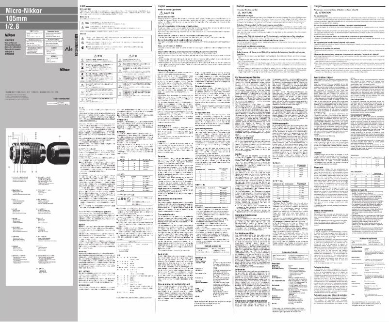 Página 1 del manual Manual de usuario Nikon Nikkor Micro-Nikkor 105mm f/2.8