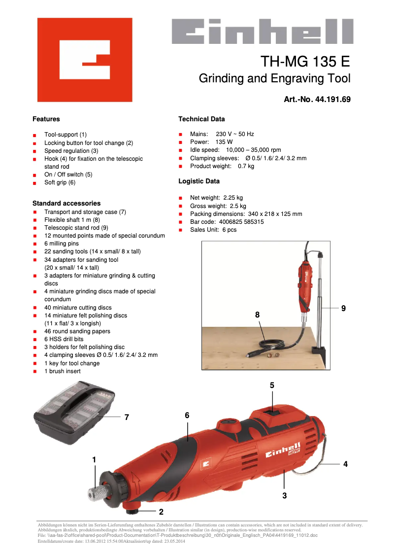Imagen de la primera página del manual del dispositivo TH-MG 135 E